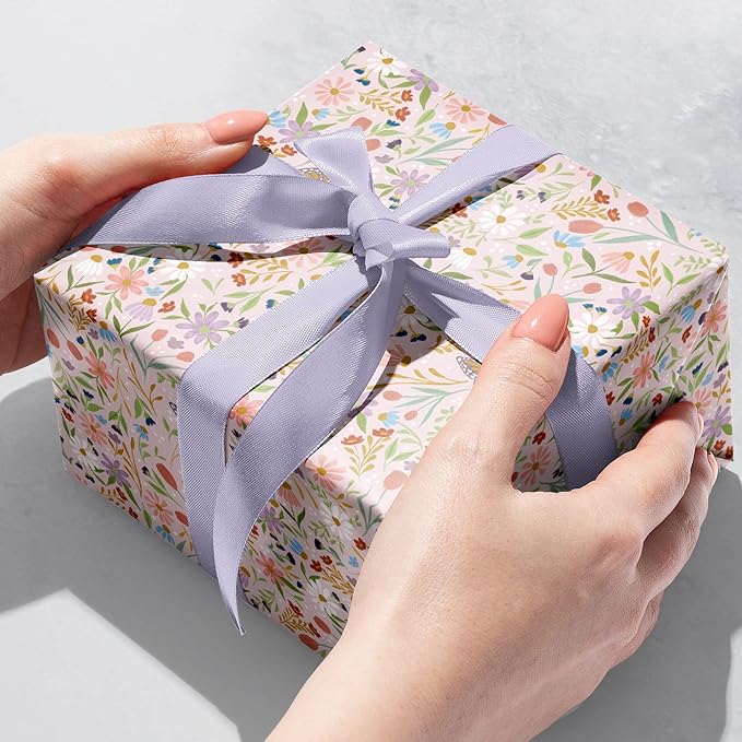 Jillson Roberts Bulk Gift Wrap, Everyday Gift Wrapping Supplies, Delicate Floral Full Ream 833 feet x 30 inches