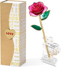Mikasol Gold Dipped Real 24K Forever Preserved Rose, 1 Pack Infinity Flower Decor Hand Dipped Romantic Gift for Women in Her Wife Girlfriend Birthday Anniversary Valentines Mothers Day Christmas(Pink)