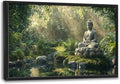 Large Buddha Forest Wall Art for Living Room, Framed Oversized Tree Lake Wall Decor, Nature Landscape Canvas Painting Modern Artwork Home Decoration for Dining Room Bedroom Office 36"x24"