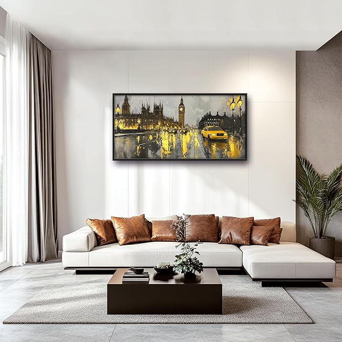 London City Large Wall Art Framed Wall Decor for Living Room, Big Ben Pictures Oversized Canvas Print Painting Modern Extra Large Framed Artwork for Bedroom Office Home Decor 60"x30"