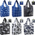 BeeGreen Animal Reusable Grocery Bags 6 Pack, Heavy Duty Totes for Women, Foldable Grocery Bag Large Shopping Totes with Handles for Work, Travel, Gift, Store, Polyester Washable Reusable Tote Bag