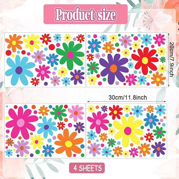 Glow in The Dark Big Daisy Wall Decals，Glowing Luminous Daisy Wall Stickers Colorful Removable self-Adhesive Boho Flower Decals for Girls Bedroom Kids Baby Nursery Living Room Decor