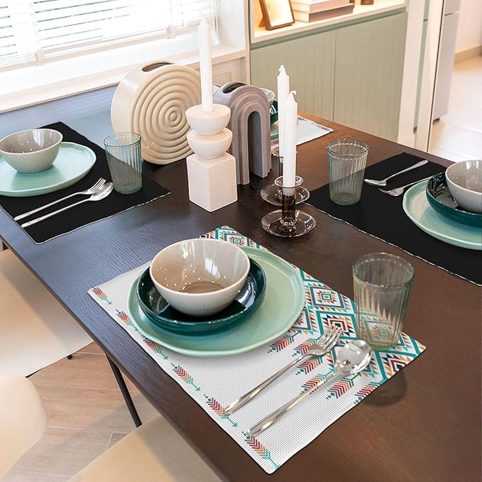 Southwest Aztec Placemats,Native American Washable Waterproof Table Place Mats Set of 4 for Dining Room Kitchen Table 12 X 18 Inch 4 PCS, Style-14
