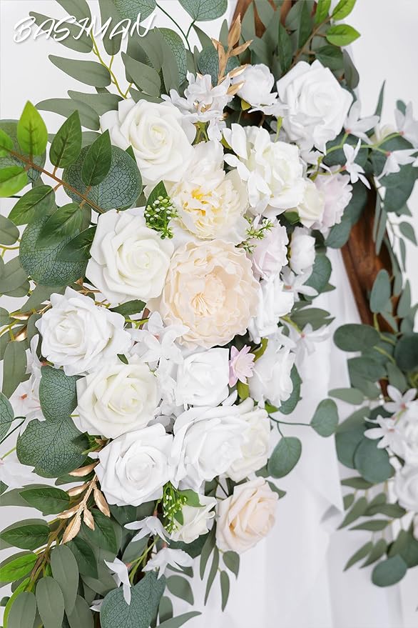 Arch Flowers (Pack of 2) for Wedding Ceremony Arbor and Reception Backdrop Decoration Wedding Welcome Signs Floral Birthday Party Decoration