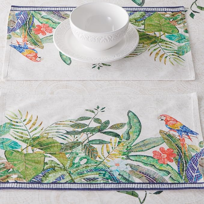Maison d' Hermine Placemats 100% Combed Cotton Premium Set of 4 Dinner Placemat, Decorative Washable Cloth Placemat, Dining, Buffet Parties & Camping - Mosaic (13"x19")