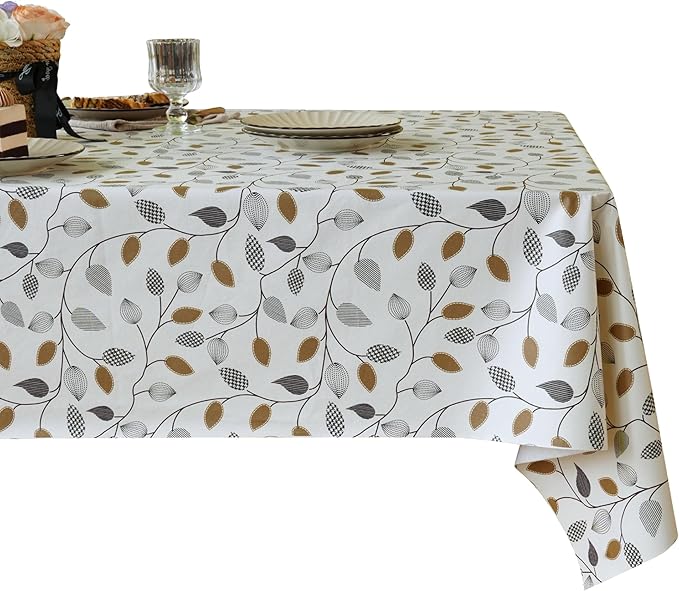 Square Table Cloth,100% Waterproof Tablecloth Oil Proof Spill Proof Vinyl Table Cloth, Wipe Clean Plastic Table Cover for Dining, Camping, Indoor and Outdoor 54" x 54",Leaf