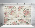 AOFOTO 7x5ft Vintage Wood Plank with Rose Floral Photography Backdrop Retro Pink Roses on Wooden Board Rustic Wedding Background Lady Woman Artistic Portrait Valentine's Day Photoshoot Studio Props