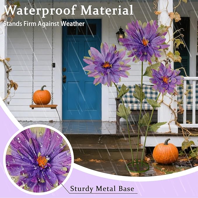 5.6 Ft Giant Daisy Flowers for Decoration,Big Artificial Fake Daisy,Large Crepe Paper Flowers for Home Decor Garden,Hotel,Office,Photography Props,Wedding,Art Gallery,Shop Window Display(Purple)