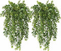 Artificial Hanging Vine Plants, Plastic Leaves Vines Fake Ivy Plant UV Resistant Greenery Faux Foliage Flowers Decor Home Indoor Outdoor Garden Door Wall Wedding Party Decoration Green 4 Pack