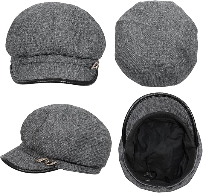 Women Retro Classic Visor Newsboy Cabbie Cap Beret Hats with Flower Buckle for Woman Ladies