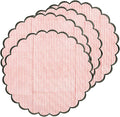 Ridhi Valentine Love Gift Round Pink Stripe Place Mat Double Layer Floral Cotton Washable Placemats 15" Embroidery Block Print Table Mat Pack of 4-15 Inch Heart