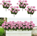 Plastic Flowers for Outdoors Home Decor Fake Plants Artificial Flowers Artificial Geraniums Outdoor Fake Flowers Silk Bouquet, Fall Decor for Interior Porch Garden Decor14.4 (Pink) 8PCS