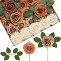 InnoGear Artificial Flowers, 50 Pcs Shades of Earth Tones Foam Fake Roses Bulk with Stems for Autumn Fall Decoration DIY Wedding Bouquets Centerpieces Bridal Shower Party Christmas Tree