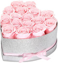Flowers for Delivery, 16 Pink Forever Roses in a Box, Preserved Flowers Anniversary Mothers Day Birthday Valentines Day Gifts for Women Mom Wife Girlfriend Her Grandma