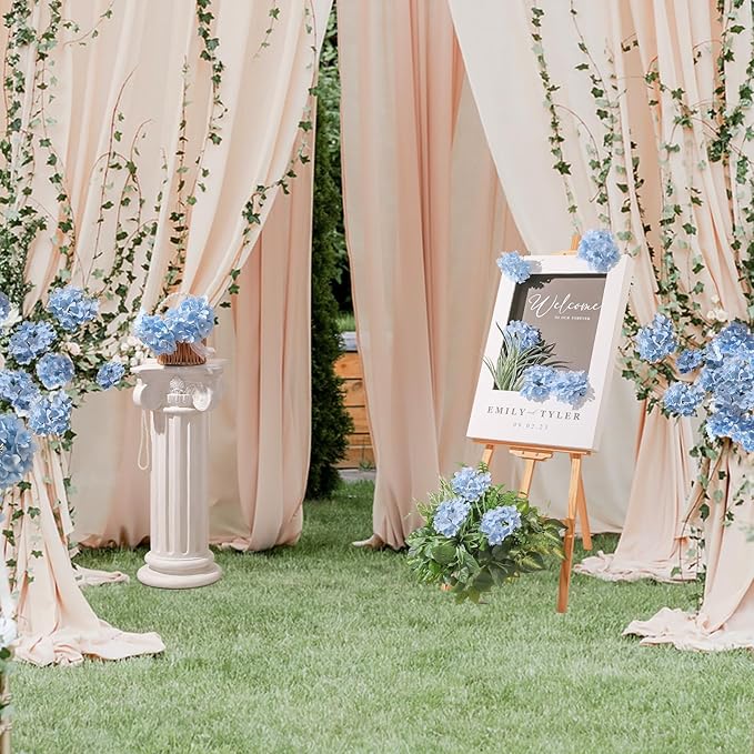 Veryhome 20Pcs Blue Hydrangea Artificial Flowers, Faux Hydrangea Flowers, Silk Flowers Heads with Stems, Fake Hydrangeas for Home Decor Wedding Party Centerpieces DIY Floral Arrangements