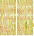 2 Pack Neon Green Foil Fringe Backdrop Curtains Party Decoration, 3.2 x 8.2 ft Tinsel Backdrop Curtains for Parties Photo Booth Wedding Graduations Birthday Party Supplies (Iridescent Green)