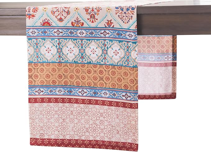 Maison d' Hermine Table Runner 100% Cotton Single Layer Table Runners 108 inches Long for Thanksgiving Christmas Decorations Home Kitchen Dining Party Wedding (Romane, 14.5" x 108")