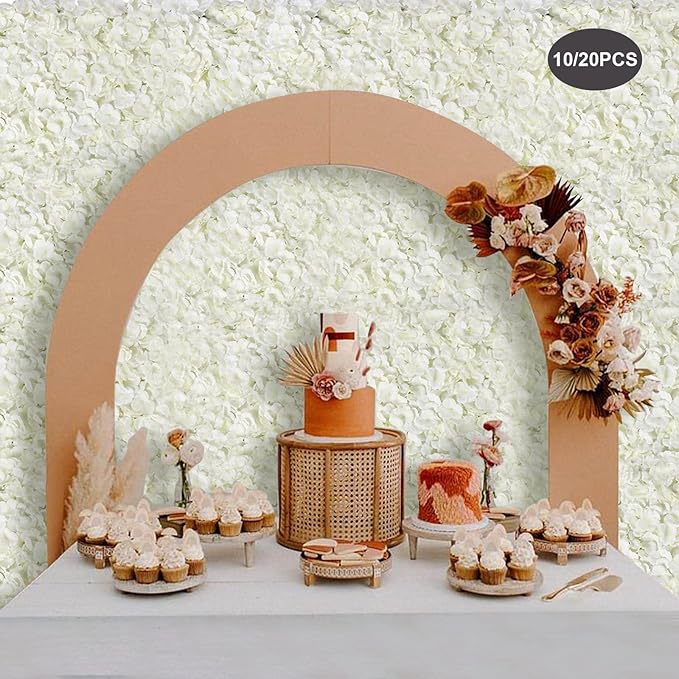 LOYALHEARTDY 10 PCS Artificial Flower Wall Panel 24" x 16" Faux Flowers Wall Decoration Miky-White Hydrangea Flower Panels Wall for Home Party Wedding Christmas Festival Photo Backgdrop Decor