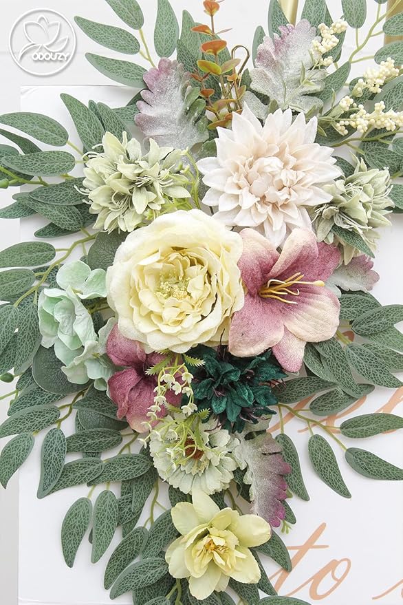 Pack of 2 Wedding Arch Decorations Artificial Hanging Flowers Floral Swag for Wedding Welcome Sign Backdrop Balloon Arch Home Party Bridal Ceremony Reusable (Kelly Green)