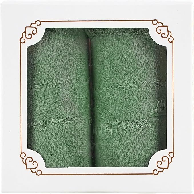 MEEDEE Sage Chiffon Ribbon 3 Inch Green Frayed Ribbons Sage Green Chiffon Silk Light Green Ribbon Wide Chiffon Ribbons for Crafts, Flower Bouquet, Wedding Favors Wrapping (2 Rolls 10 Yards)