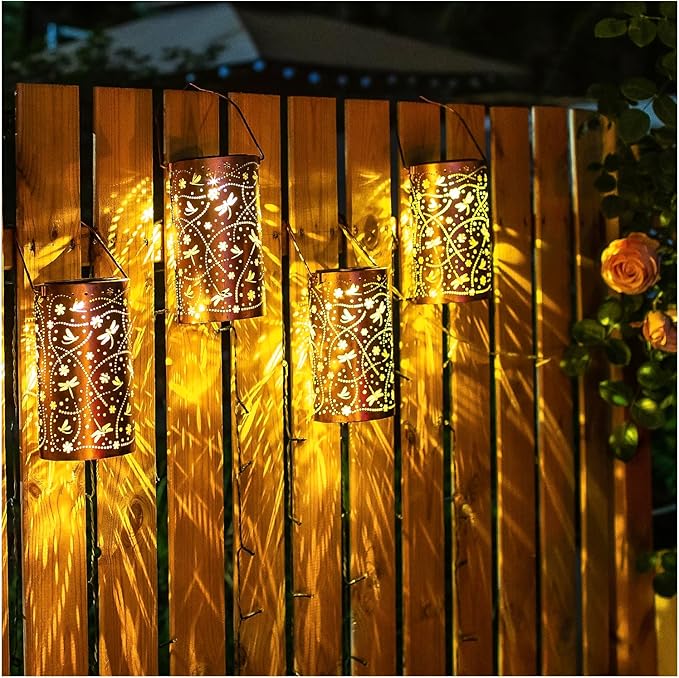 Christmas Gifts for Women Dragonfly Solar Lanterns Outdoor Waterproof Hanging Solar Lights Dragonfly Gifts for Women Men Metal Decorative LED Lanterns for Garden Decor,Yard,Patio,Lawn,Tabletop,Pathway