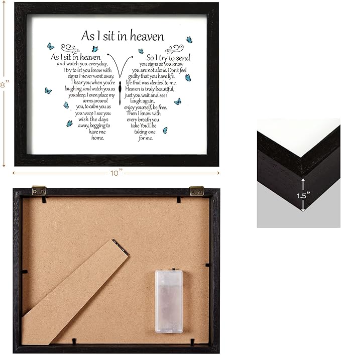WOODEXPE Sympathy Gift LED Memorial Shadow Box 8x10 Memorial Gifts for Loss of Loved One (Butterfly Black)