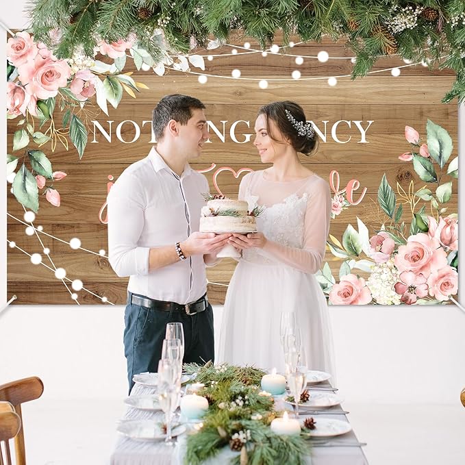 Mocsicka Rustic Nothing Fancy Just Love Backdrop Floral Bridal Shower Background Wedding Party Decorations Photo Booth Props (6x3.6ft)
