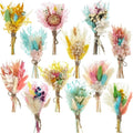 Layhit 12 Pack Boho Dried Flower Bouquet Mini Wedding Handmade Dry Flowers Decor for Vase Crafts DIY Photo Boutonniere for Men Floral Plant for Bridesmaid Gift Birthday Decor(Lively)