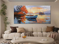 Brushart Ship Wall Art for Living Room, Large Canvas Wall Art Landscape Picture, Painting Wall Decor Textured Artwork for Walls Bedroom Home Office 58"x29"