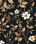 Extra Long Vintage Gold Wallpaper, 17.5" x 393" Classic Black and Gold Floral Self-Adhesive Vinyl Contact Paper for Bedroom, Powder Room, Countertop, Removable Antique Dark Metallic Home Decor