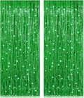 2 Pack 3.2ft x 8.2ft Green Foil Fringe Curtain, Metallic Tinsel Foil Fringe Rain Curtain Streamers Photo Backdrop for St Patricks Day Decorations Birthday Christmas Jungle Safari Tropical Party Decor