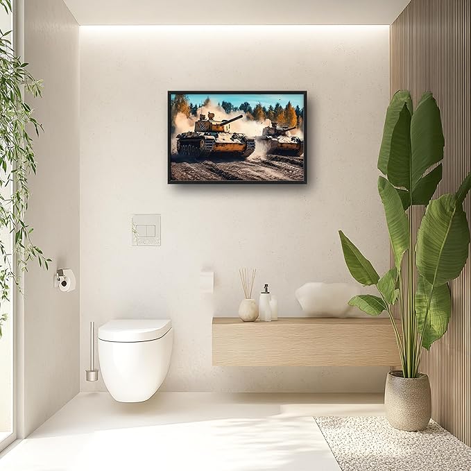 Military Tanks Large Wall Art Framed Wall Decor for Living Room, Tank Pictures Oversized Canvas Print Painting Modern Extra Large Framed Artwork for Bedroom Office Home Decor 36"x24"