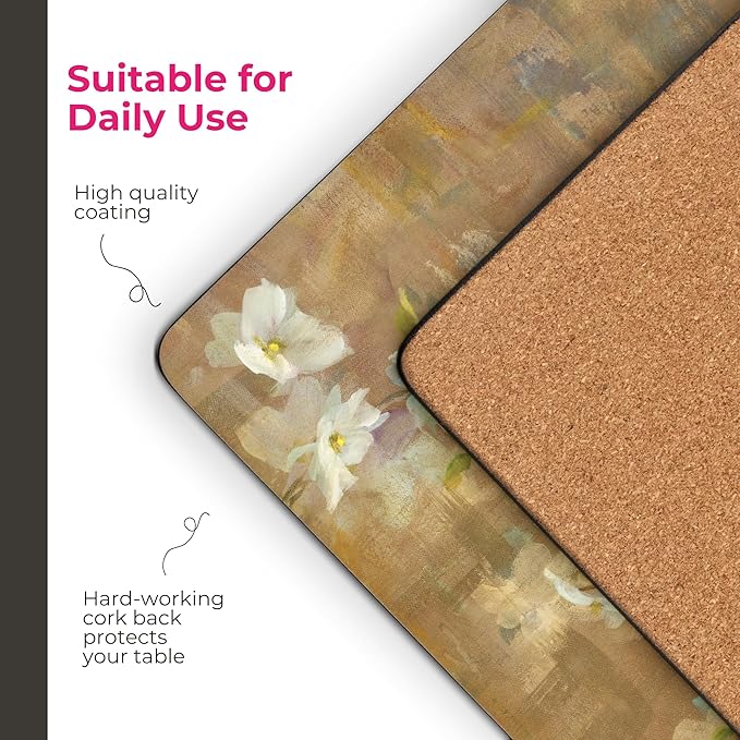 Pimpernel Exclusive Art Collection Placemats & Coasters Set – (15.7" x 11.7") Cork-Backed Boards with Lacquered Finish, Heat & Stain Resistant Table Mats for Dining, Kitchen & Coffee Accessories