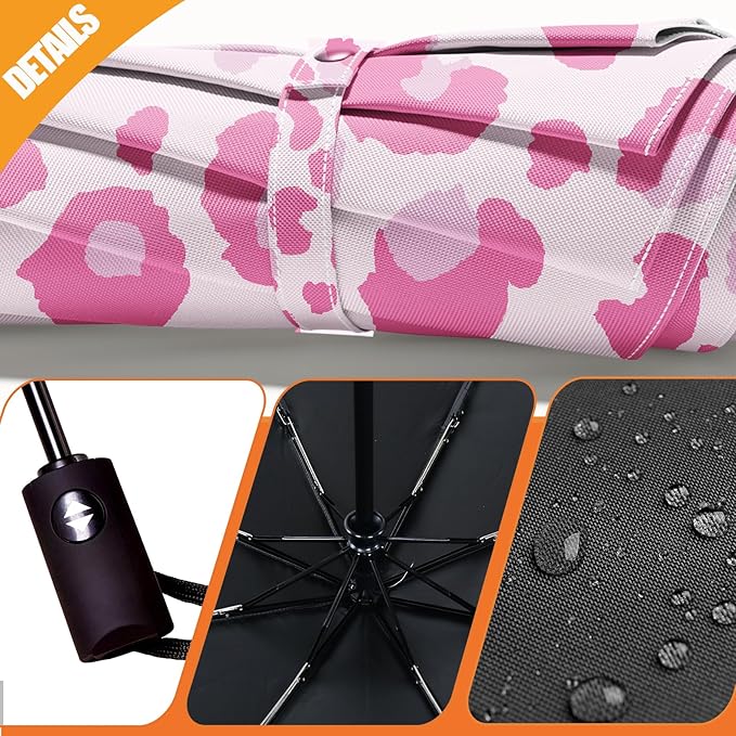 Small Compact Travel Automatic Folding Umbrella for Women, Portable Lightweight, Rain, Wind, UV Sun Shade