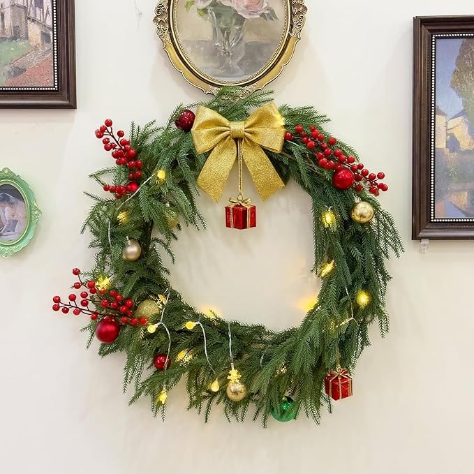 9ft Artificial Christmas Garland, Realistic Norfolk Pine Greenery Garland for Fireplace Mantel, Table, Doorframe, Indoor Outdoor Xmas Holiday Decoration, Real Touch Full Cedar Pine Garland
