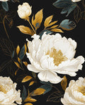 Extra Long Dark Floral Peel and Stick Wallpaper, 17.5In x 393In Vintage Big Peony Flower Waterproof Wallpaper for Room Cubicle Drawer, Vinyl Removable Contact Paper Wall Decor Black White