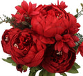 Duovlo Springs Flowers Artificial Silk Peony Bouquets Wedding Home Decoration,Pack of 1 (Spring Red)