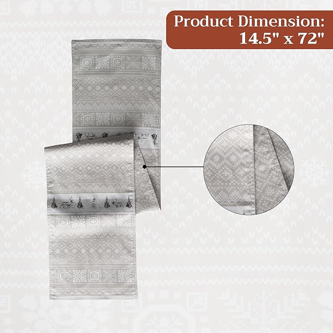 Maison d' Hermine Table Runner 100% Cotton Double Layer Table Runners 72 inches Long for Thanksgiving Christmas Decorations Home Kitchen Dining Party Wedding (Cozy Christmas, 14.5" x 72")