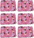 LOYALHEARTDY 6 PCS Artificial Flowers Wall Decoration 24" x 16" Decorative Rose Hydrangea Flower Panels Flower Wall for Home Party Wedding Christmas Festival Photo Backgdrop Decor