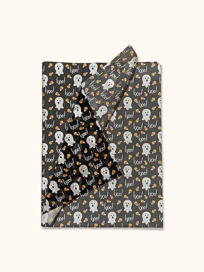 Halloween Ghosts Printed Tissue Paper for Gift Bags or Boxes and Wrapping - Bulk Fall Decorative Art Tissue Paper for Packaging and Gifting | 24 Sheets 20" x 30"
