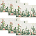 Cute Cactus Placemats Set of 6, Western Succulent Place Mats, Rustic Summer Plant Dining Table Mats, Washable Placemats for Kitchen Dining Room 18L'' × 12W''
