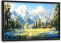 Mountain Large Wall Art Framed Wall Decor for Living Room, Countryside Wildflowers Pictures Oversized Canvas Print Painting Modern Extra Large Framed Artwork for Bedroom Office Home Decor 36"x24"