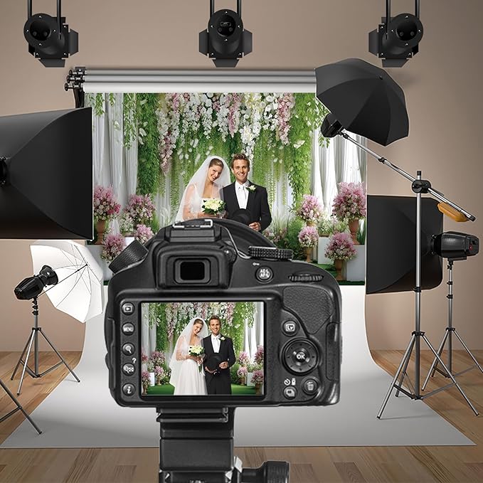 Baocicco Flowers Wedding Backdrops 9x6ft Green White Pink Floral Engagement Background Bridal Shower Backdrop Proposal Wedding Party Decoration Backdrop Valentines Day Banner Supplies