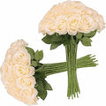 30pcs Roses Artificial Flowers Champagne Silk Roses with Long Stems Fake Flowers for Wedding Bouquet Centerpices Decorations Party Bridal Baby Shower Home Decor