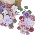 Senseya Artificial Flowers Combo Box for Decoration,Silk Mix Fake Flowers with Stems DIY Wedding Bouquets,Artificial Flowers Bulk Box Set Home Cake Decor