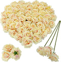 Artificial Satin Rose Flower Heads,48 Pcs Silk Rose Heads with Stems,3.3'' Rose Artificial Flowers Bulk,Artificial Rose Flower Heads for DIY Crafts Bouquet (48, Champagne)