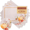Maison d' Hermine Placemats Set of 4 100% Cotton Washable Cloth Place Mats, Reusable Table Mats for Thanksgiving Christmas Decorations Kitchen Dining Party Wedding Restaurant (Potiron, 13" x 19")