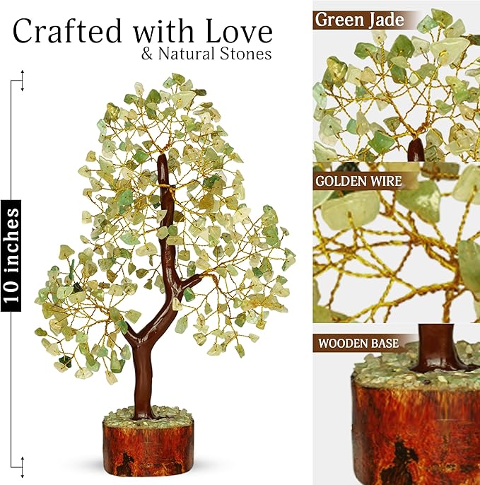 Green Jade Stone - Tree of Life, Bonsai Jade Tree, Crystal Tree, Artificial Trees, Green Jade Healing Money Tree, Crystal Money Tree, Chakra Gifts