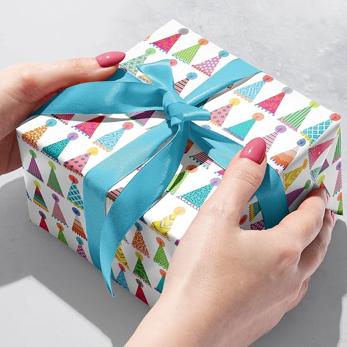 Jillson Roberts Bulk Gift Wrap, Everyday Gift Wrapping Supplies, Party Hats, 1/2 Ream 417 feet x 24 inches