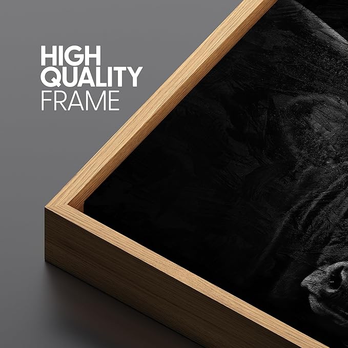SIGNFORD Extra Large Framed Canvas Print Wall Art Monochrome Bull Illustrations Modern Art Relax/Calm Warm for Living Room, Bedroom, Office - 60"x30"